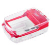angled view of a smart+guard call point cover in red with waterproof sounder and clear protective casing