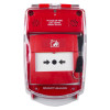 smart+guard call point cover red surface mounted with sounder shown from front with call point visible inside