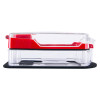 Side view of smart+guard call point cover red surface mounted waterproof showing its red and clear plastic design