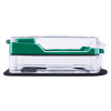 Side view of the smart+guard call point cover green surface mounted waterproof showing clear casing and green top