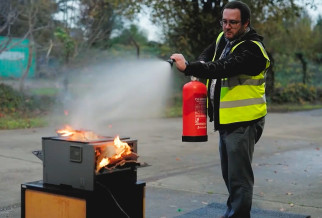Using a Water Based Extinguisher on Live Electrical Equipment