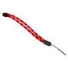 Wriststrap Rs wrist strap in red, black, and white spots shown from the front on a white background