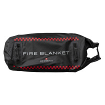 bridgehill single use car fire blanket in a black fabric bag with red checkered trim and handles