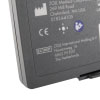 a close up of a corner of a grey plastic battery showing the CE mark and the address of manufacture of Zoll in the USA