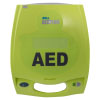 A bright yellow defibrillator with the letters 