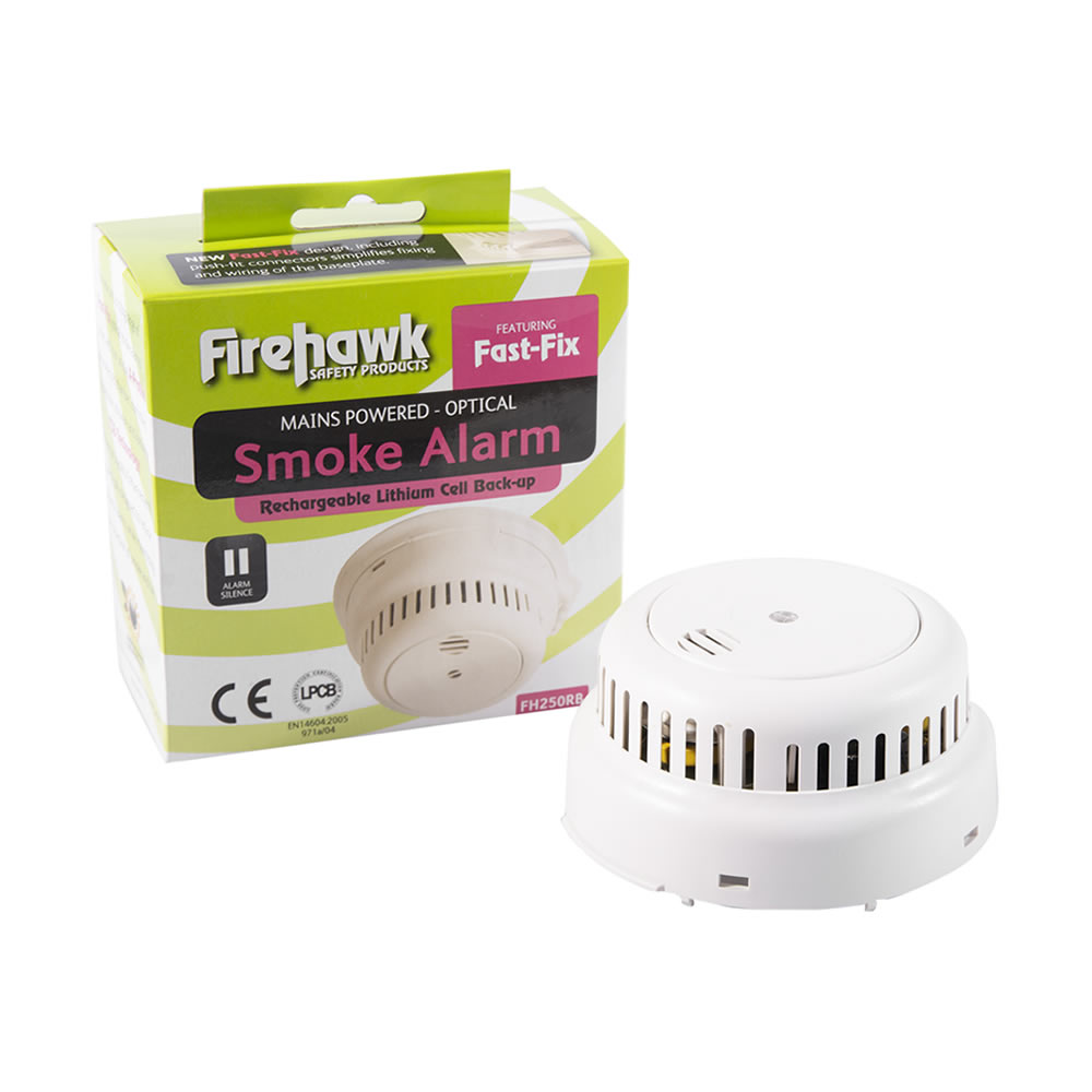 Firehawk FHN250RB Mains Optical Smoke Alarm with 10 Year Lithium Backup Battery