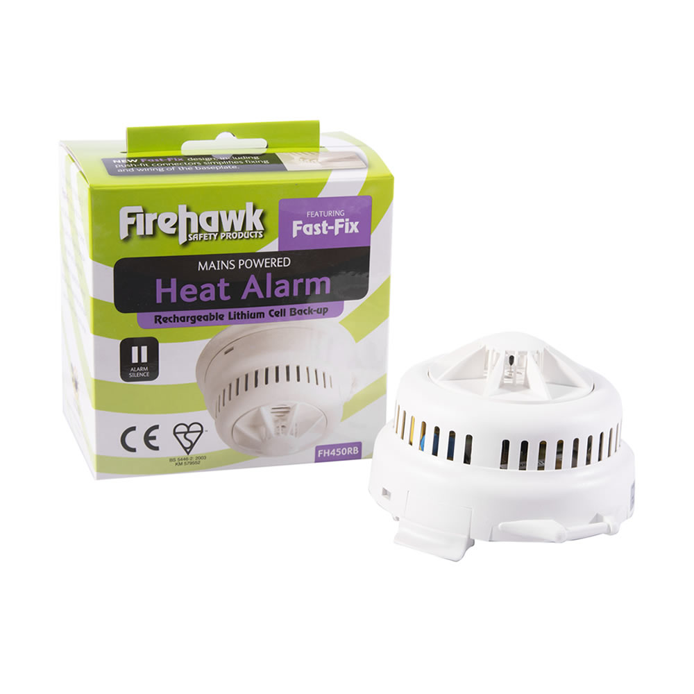 Firehawk FHN450RB Mains Heat Alarm with 10 Year Lifetime Lithium Backup Battery