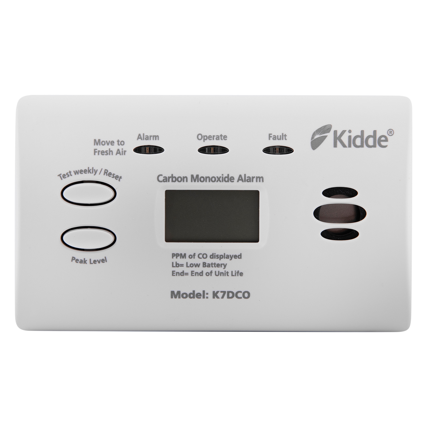 Kidde 7DCO 10 Year Life Digital Carbon Monoxide Detector / CO Alarm + Batteries