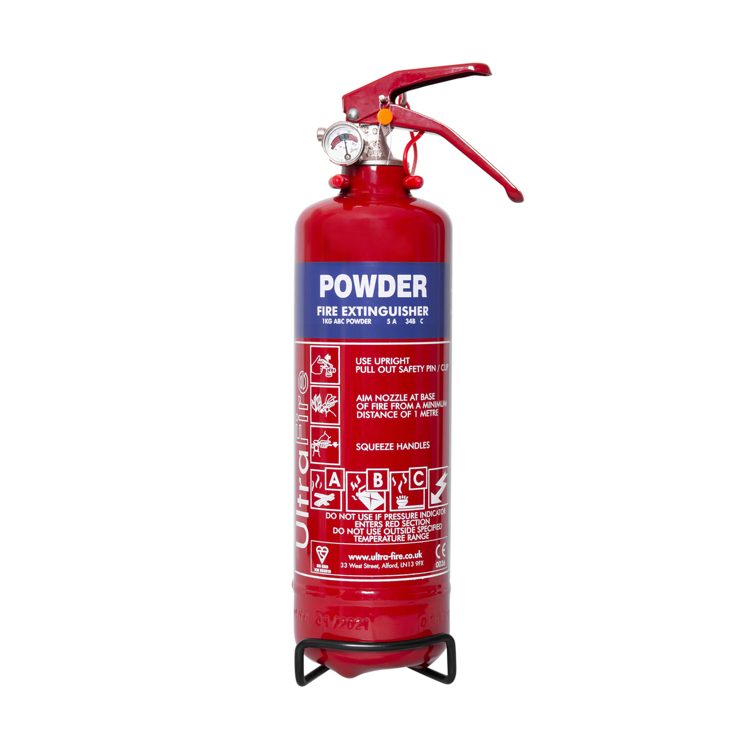 UltraFire 1kg Powder Fire Extinguisher for Car, Caravan, Boat, Taxi, Camping