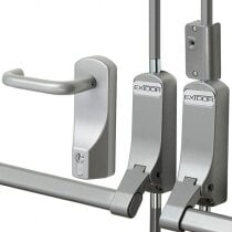 Exidor Push Bar with Lever Operated Outside Access Device and Hold-Back