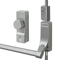 Push Bar with Knob Operated Outside Access Device and Hold-Back