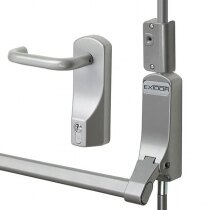 Push Bar with Lever Operated Outside Access Device and Hold-Back