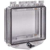 Flush mounted polycarbonate cover with exterior thumb lock