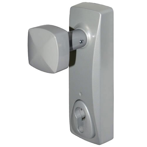 Knob operated outside access device without Euro profile cylinder