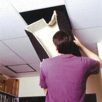 Luminaire covers maintain the fire integrity of ceilings