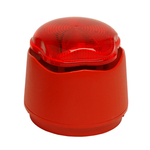 Red Banshee Excel Lite Sounder with LED Beacon - Red Lens, Standard Base