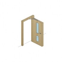 Technical drawing of a door with a fitted concealed door closer