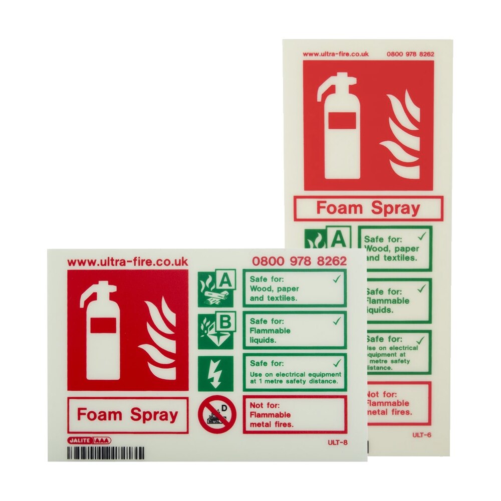 P50 Foam Extinguisher ID Signs available in Portrait and Landscape layouts