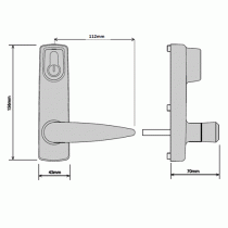 Dimensions of the Securefast Lever Operated Outside Access Device