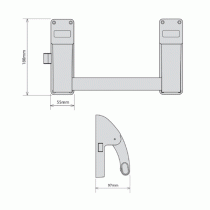 Dimensions of the Securefast Single Door Panic Latch