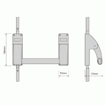 Dimensions of the Securefast Single Door Panic Bolt