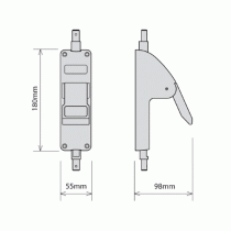 Dimensions for the Securefast Single Door Emergency Bolt