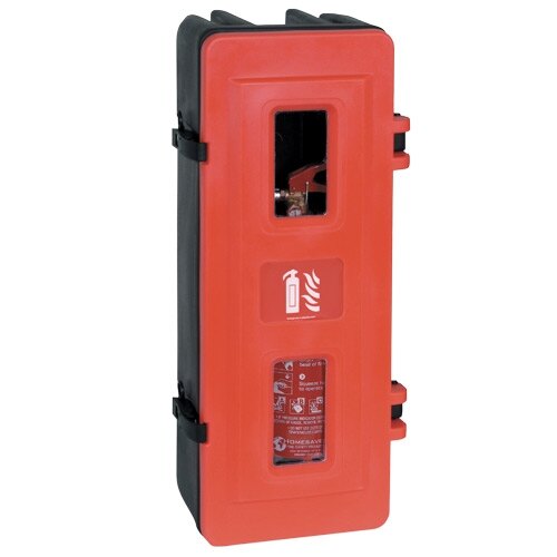 Single rotationally moulded fire extinguisher cabinet
