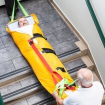 The length adjustable strap helps to stop the patient from slipping inside the mat when going down stairs