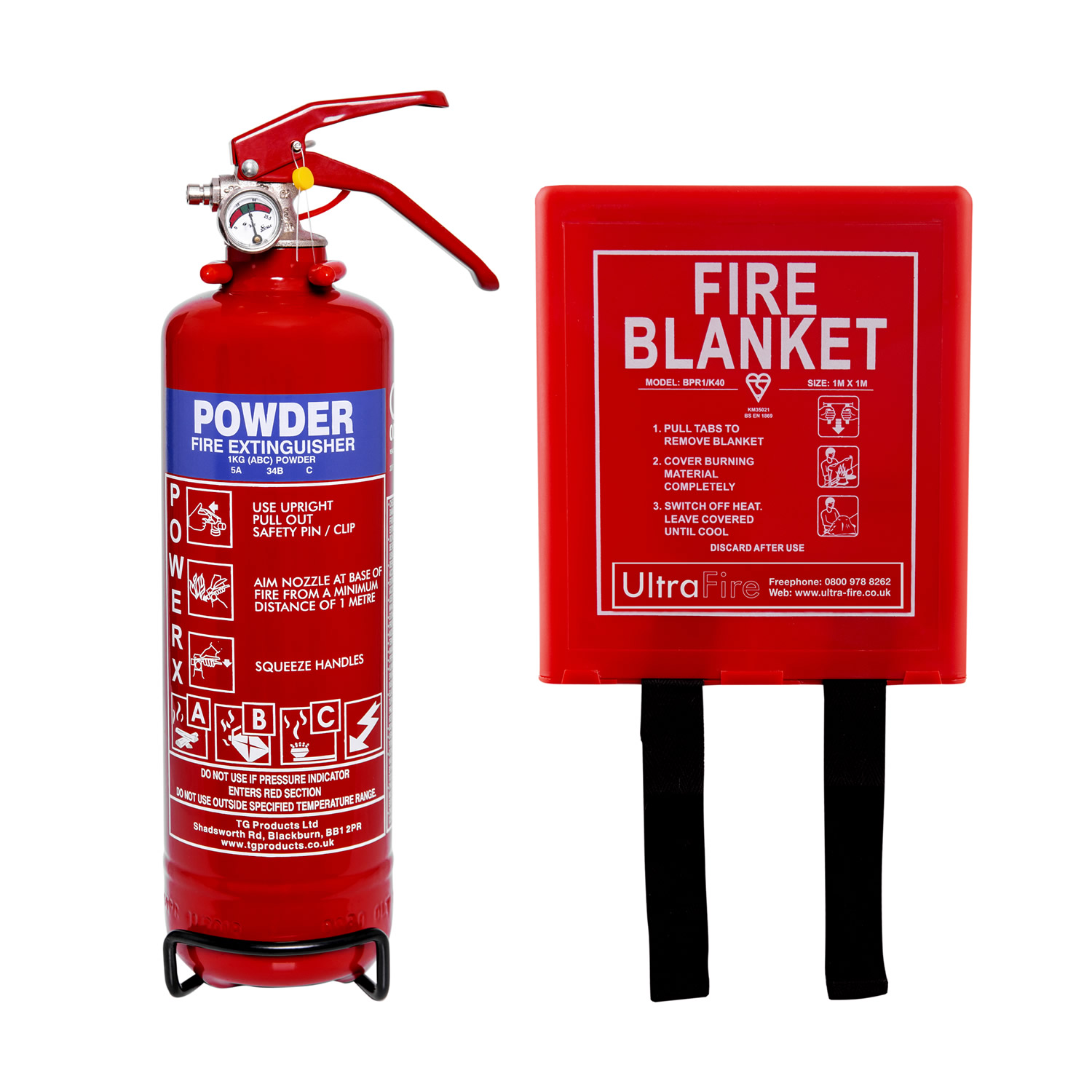 1kg Powder Fire Extinguisher And Fire Blanket Special Offer