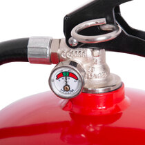Pressure gauge ensures that the extinguisher is ready to use in an emergency