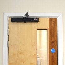 Agrippa acoustic door closer is also available in black