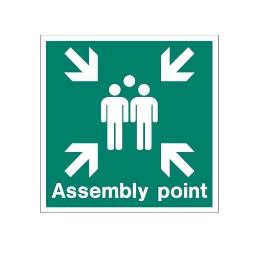 Assembly point aluminium fire safety sign