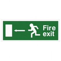 White Rigid Plastic EEC Directive Fire Exit Sign - arrow left