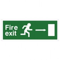 White Rigid Plastic EEC Directive Fire Exit Sign - arrow right
