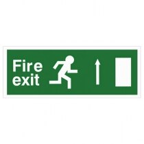 White Rigid Plastic EEC Directive Fire Exit Sign - arrow up