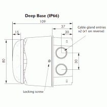 Dimensions of the Banshee Excel Lite sounder beacon with deep base