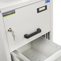 Each drawer features a rubber handle for comfort and ease of use