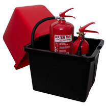 Can hold 2 fire extinguishers up to 9ltr / 9kg (including 2kg and 5kg CO2)