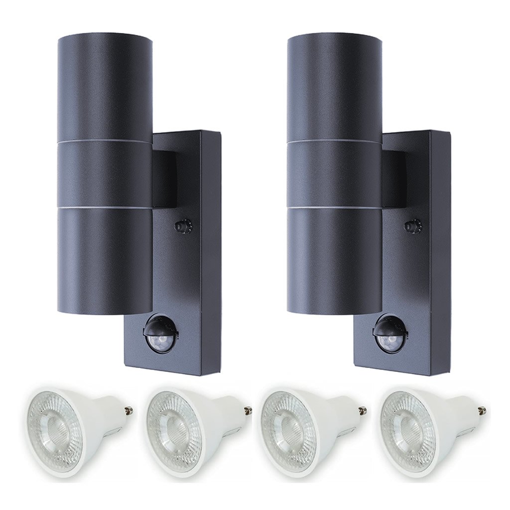 Hispec Coral Up/Down Outdoor LED Wall Light with PIR Sensor ...