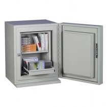 The safe is supplied with a shelf and an extendible drawer