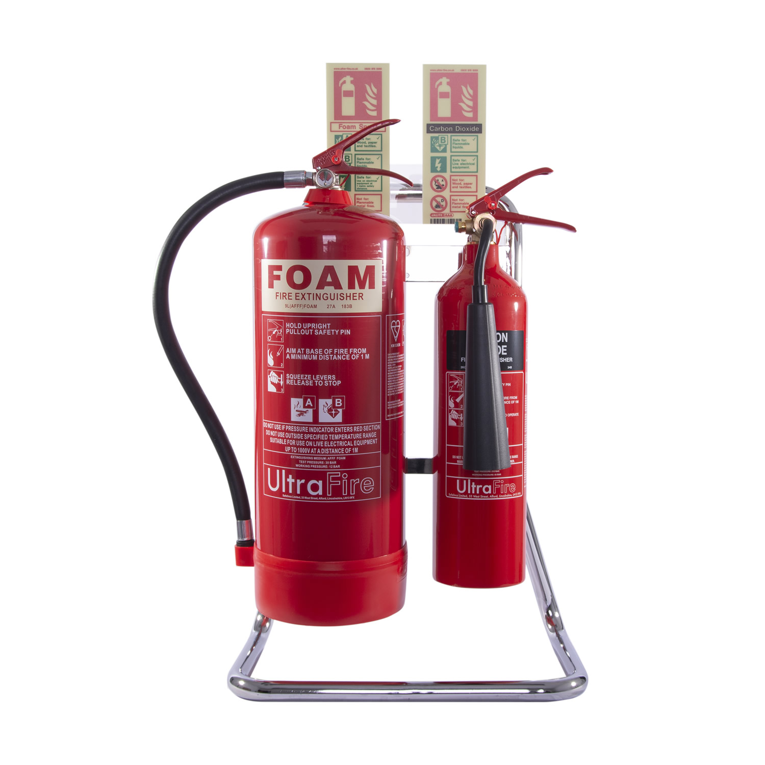 Double Chrome Metal Extinguisher Stand