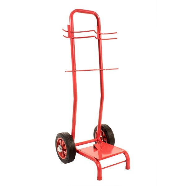 Double extinguisher trolley without rotary hand bell