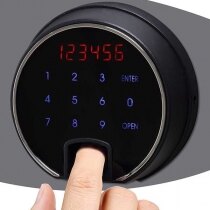 Fingerprint lock with clear LED display can be programmed with up to 128 fingerprints