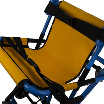 Padded material covers the chair's leg and back bars for improved user comfort