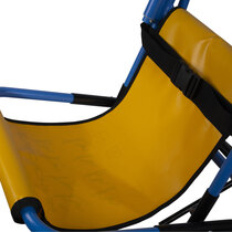 Padded material covers the chair's leg and back bars for improved user comfort