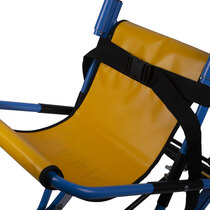 Padded material covers the chair's leg and back bars for improved user comfort
