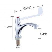 DecaMed Chrome Plated Long Handle Tap dimensions