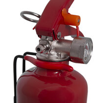 The wire bracket securely holds the extinguisher in place when mounted