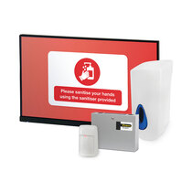 Alerts users to sanitise their hands before gaining entry to an area or building