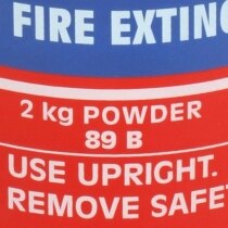 The 2kg powder fire extinguisher has a 13A, 89B, C fire rating